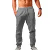 Man Pants Summer Men's New Style Simple and Fashionable Pure Cotton and Linen Trousers Sport Pants Men Fitness Sportswear Y0811