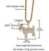 14K Real Solid Copper GOAT Pendant Bling Cubic Zirconia Necklace with 3mm 24inch Rope Iced ICY Gold Silver HipHop Mens244E