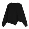 Irregular Single Breasted Black Sweater Women Spring Hem Cropped Cardigan Knitted Tops Korean Loose Streetwear OL Knitwear 210417