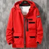 Spring Autumn Hooded Windbreaker Jacket Men Red Black Khaki Multi-Pockets Outerwear Zipper Coat Man Plus Size Casual Jackets 9XL 211029