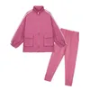 Vrouwen Truck Pak Lange Mouw Twee Stukken Set Jacket Broek Solid Pink Zwart Casual Pocket T0346 210514