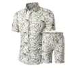 Summer Hawaiian Tracksuit Men Casual Fashion Floral Print Shirts+Shorts Set Men's 2 Pieces Set Beach Suits Male Cool Clothing 210714