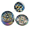 63mm 4 couches Fumeurs Herb Meuleuses Rainbow Color Tambour Shamby Qualité de zinc Alliage Tool Pollen Tobacco Broyeur