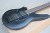 5 strängar 24 Frets Matte Black Left-Handed Electric Bass Guitar med Moon Inlay, kan anpassas