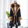 MAOMAOKONG large size winter women's leather jacket Natural raccoon fur coat Detachable lining X long Park Pike 211018