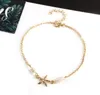 Braceletes de tornozelo Meninas Mulheres Gold Prata Tom Starfish Pearl Anklet Cadeia de Pé Correntes ioga dançando anklets