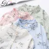 HSA Frühlingsblumen-Blusa und Stehkragen im japanischen Stil, rosa Hemden, kleine Blumen, lässige Damenoberteile, weibliche Blusas 210417