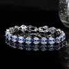 Elegant Blue Green Cubic Zircon Stone Bracelet For Women Marquise Shape CZ Fashion Jewelry Christmas Gift CB063 2107143708276