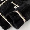 Wool wełniana mieszanka Korejepo Płaszcz Feminine Fashion Design Spring/Autumn 2022 Office Lady Solid Pearls Top Vintage