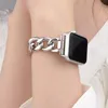 Singelrass Denim Chain Straps Stainless Steel Bracelet Band Watchbands för Apple Watch Iwatch Series 6 SE 5 4 3 2 Storlek 38/40 42 / 44mm