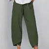 Pantalones Harem Mujer Pantalones de verano Casual Cintura elástica Algodón Lino Pierna ancha Pantalones sueltos Ropa de talla grande 210925