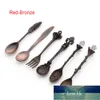 6Pcs Mini Royal Style Spoons Forks Vintage Metal Carved Coffee Fruit Dessert Cutlery Fork Tea Ice Cream Spoon Kitchen Flatware Factory price expert design