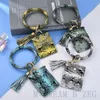 Party Gift PU Cards Bag Wallet Bracelet Keychain Pendants Leather Tassel Credit Card Holder Pendant Bangle Wristlet Keyring Accessory