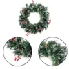 2022 Merry Christmas Wreath Artificial Pinecone Red Berries 40cm Flower Garland Hanging Front Door Wall decoration 211104