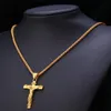 Chains Religious Jesus Cross Necklace For Men Gold Stainless Steel Crucifix Pendant With Chain Necklaces Male Jewelry Gift8680508