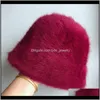 Wide Brim Hats Caps Hats, Scarves & Gloves Aessorieshat Winter Womens Fashion Solid Color Fur Hat Cap Fishermans Retro Knitted Wool Basin Buc