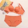 Nxy sexy set wasteheart mulheres moda laranja amarelo sutiã conjuntos bralette sutiã macio calcinha de algodão push up cueca sexy lingerie 1127