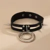 Punk PU кожаный кожаный заклепок круг Choker ожерелье для женщин Заявление Коренастый толстый воротник Grunge Halloween Ювелирные изделия Новый