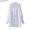 Mulheres Moda Cor Sólida Oversize Branco Blusa Senhora Senhora Senhora Elástico Manga Longa Camisas Chic Blusas Tops LS7626 210420