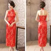 Ethnic Clothing 2021 Fashion Vintage Floral Print Halter Sleeveless Dress Sexy Evening Bodycon Wedding Cheongsam Women Qipao S M L XL 3XL