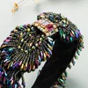 Luxury Colorful Crystal Headband Elegant Hand Made Rhinestone Beaded Hairband Girl Party Headwear Tiara Bezel