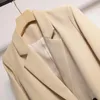 Kadın Takım Elbise Blazers Bej Ve Ceketler Katı OL Kruvaze Kümelenmiş Uzun Kollu Suit Coats Ropa Mujer