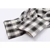 [EAM] Women Black Plaid Bandage Short Blouse Square Collar Long Sleeve Loose Fit Shirt Fashion Spring Autumn 1DD6817 21512