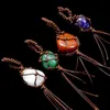 Oregelbundna naturliga kristallsten handgjorda hängande nyckelringar nyckelringar för kvinnor män smycken väska bil dekor mode tillbehör