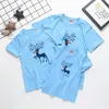 Matching Family Look Outfits Christmas Reindeer Casual Cotton Top Summer Short Sleeve t-shirt Father Mother and Daughter Clothes 210713