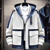 Jaquetas masculinas Jaqueta masculina 2022 Spring Autumn Tooling Color Matching Casual Denim Coat Tamanho Grande Capuz de Capuz Jia508