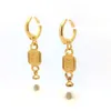 Bollywood Fashion 18K Yellow Gold Dangle Lady's Elegant Jewelry Indian Saltwater Pearl Earrings Genuine 10mm Drop Clip Hoop