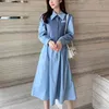 Spring Cute Sweet Korean Two Piece Set Women Outfits Knitted Vest Crop Top + A-line Long Dress Suits Ensemble Femme 210514