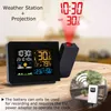 Fanju Digital Alarm Clock Weather Station LED Temperatur Fuktighet Väderprognos Snooze Table Clock med Time Projection 2201137715483