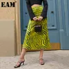 [EAM] Высокая талия желтый полосатый напечатанный длинный темперамент полу-тела юбка женщин мода весна осень 1DD8044 210512