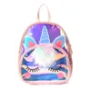 Fofa unicórnio mochilas impermeável PVC Bolsa escolar Jelly Backpack Kids Kids Lovely Animal Laser Mochilas Fashion Cartoon Purse261e
