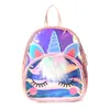 Söt Unicorn Mochilas Waterproof PVC School Bag Jelly Ryggsäck Barn Kids Lovely Animal Laser Ryggsäckar Fashion Cartoon Purse334L