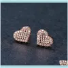 Stud Jewelrystud Minimalist Female White Crystal Stone Earrings Rose Gold Sier Color Cute Heart Small Wedding For Women1 Drop Delivery 2021