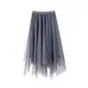 Skirts Skirt Women Net Yarn Half-length Fairy 2021 Spring Irregular Black High Waist Mid-length Fashion Sweet Faldas