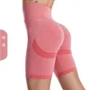 Yoga korte louluou hoge taille running shorts dubbelzijdige brokaat schuren dame fitness pant zomer naadloze ademend sport hip-heffen beenbroek