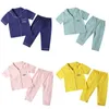 女の子パジャマの短いトップ+ロングパンツ子供の幼い男の子の寝室の家の家の衣服210908