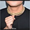 Chains Necklaces & Pendants Jewelry Drop Delivery 2021 2M Men Zircon Miami Cuban Link Cz Clasp Iced Out Gold Sier Hip Hop Chain Necklace U5Fs
