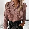Autumn Long Sleeve V Neck Button Shirt Women's Clothing Slim Temperament Print Elegant Office Ladies Tops Fashion Shirts 210406