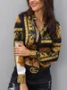 Wiosna Jesień Kobiety Eleganckie Party Loose Button Koszula Turn-Down Kołnierz Kobiet Leopard Drukuj Knot Frontowy Długi Rękaw Bluzka Kobiet Bluzki S