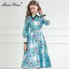 Мода дизайнерское платье весенние женские платья с длинным рукавом на шнуровке старинные клетчатые клетчатые платья 210524