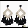 Żyrandol biżuteria Drop Dostawa 2021 Modna osobowość Tassel Crochet St Rhombus Bohemian Delikatny Dangle Kolczyki 1um3v