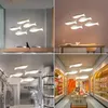 Lâmpada pendente de LED moderna para sala de estar restaurante de cozinha pingente de pendente de acrílico branco Candelador de teto em forma de acrílico