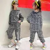 Spring New Girl Leopard Tales Set in the Big Children Korean version av Yang.com Red Sports Hooded Two-Piece Kids Clothing