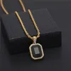Мода хип-хоп алмазная цепь кулон ожерелье квадратный драгоценный камень хрустальные ожерелья ювелирные изделия для мужчин женские вечеринки благоприятные бесплатные DHL Kimter-P5FA