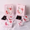 Floral Print Necklace Earrings Ring Jewelry Boxes Engagement Bracelet Display Gift Box pink blue Packaging Organizer