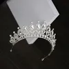 Silver Color Crystal Bridal Crown Headepieces Sparkly Rhinestones Bröllop Tiara Diadem Hårtillbehör För Kvinnor Huvudband Huvudbonad Kvinnlig Huvud Smycken AL9691